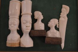 Carved African figures.