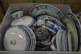 Blue and white china.
