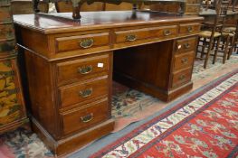 A Victorian mahogany pedestal desk.