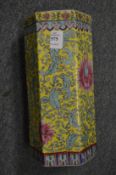 A Chinese hexagonal shaped Famille Jaune vase.