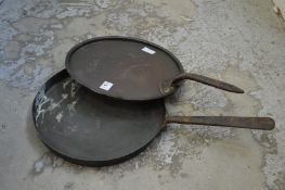 An unusual Victorian shallow copper skillet.