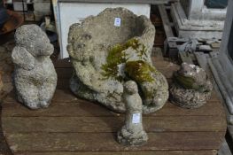 various garden ornaments.