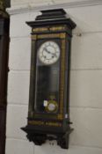 A good 19th century Vienna wall clock with gilt decorated ebonised case.