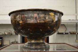 A large silver plated punch bowl engraved 'Ferrari'.