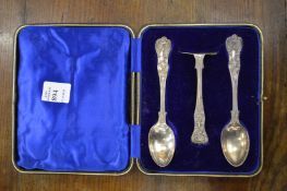 A silver Christening set.