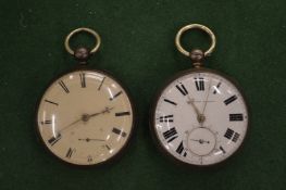 Two 19th century silver pocket watches.