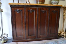 A good Regency rosewood four door side cabinet with painted marble top.