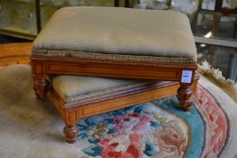 A pair of satinwood and inlaid footstools.