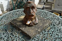 A terracotta bust of David Lloyd George found on the estate built on land donated by him in the