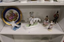 A Herend group of a horse and handler together with other decorative china.