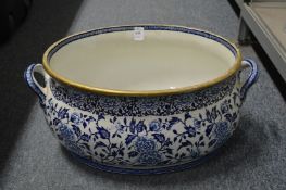 A large blue and white transfer printed foot bath (restored).