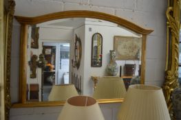 A modern gilt framed over mantle mirror.