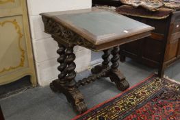 A Victorian carved oak desk.