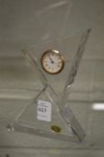 A Val Saint Lambert glass desk clock.