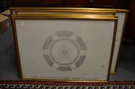 A quantity of architectural drawings, framed and glazed.