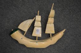 A model of a sailing ship.