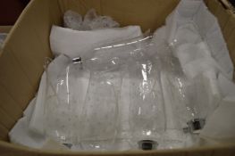 A quantity of etched glass lampshades.