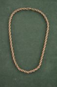 A rope twist necklace stamped 9ct. 30 grams