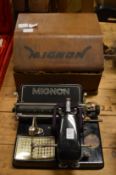 A Mignon Rotaprint typewriter with box (box AF).