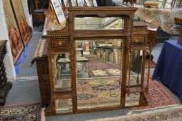 A good Victorian inlaid rosewood overmantle mirror.