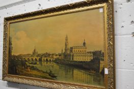 After Canaletto, canal scene colour print.