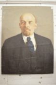 A portrait of Lenin, oil on canvas, unframed.