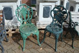 Two metal garden chairs.