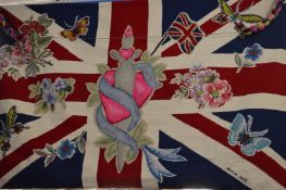 An unusual hand-made tapestry Union Jack wall hanging 