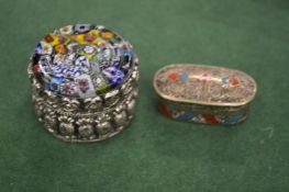 Eastern metal boxes with enamel decoration.