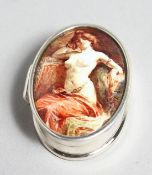A SILVER NUDE OVAL PILL BOX