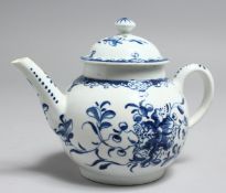 AN 18TH CENTURY BOW TEAPOT AND COVER painted with a Mansfield type pattern.