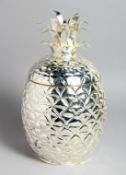 A PLATED PINEAPPLE SHAPE WINE COOLER / ICE BUCKET, 13ins high.