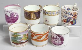 SEVEN REGENCY COFFEE CANS including Derby, Coalport, Wolf Mason and New Hall.