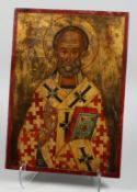 A LARGE RUSSIAN ICON. 45ins x 32ins.