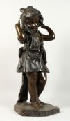 ADRIANO CECIONI (1838 - 1886) ITALIAN A SUPERB BRONZE OF A LITTLE GIRL, a string of pearl around her