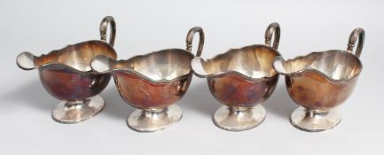 A SET OF FOUR GOLDSMITH & SILVERSMITH Co. REGENT PLATE SAUCE TUREENS.