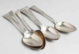 A SET OF SIX GEORGE IV YORK SILVER TABLE SPOONS. York, 1825, maker Barber Cattle & North, Weight