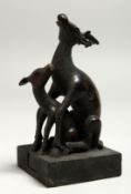 A JAPANESE BRONZE DEER SEAL. 11ins high.