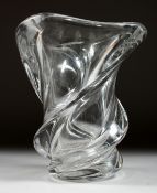 A GOOD HEAVY LAMBERT SWIRLING GLASS VASE. Signed, 9ins high.