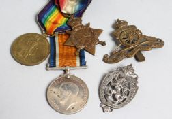 THREE WW I MEDALS AND MEDAL AND BROOCH.