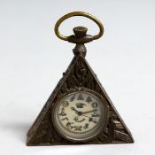 A BRASS MASONIC STYLE POCKET WATCH.