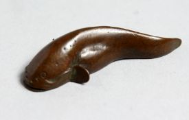 A SMALL JAPANESE BRONZE CATFISH, 2.25ins long.