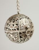 A PIERCED BALL CENSER, 5cm.