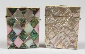 TWO MOTHER OF PEARL CARD CASES.