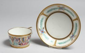 A GOOD SEVRES CUP AND SAUCER.