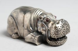 A GOOD RUSSIAN SILVER MODEL OF A HIPPO, 3ins long.