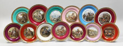 A COLLECTION OF THIRTEEN PRATTWARE PICTORIAL PLATES (13) 7.25ins, 8.25ins & 8.5ins diameter.