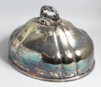 A LARGE MEAT COVER WITH CAST FRUITING VINE HANDLE, 18ins long.