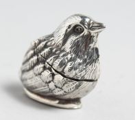 A CAST SILVER CHICK VESTA.