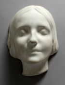 A NORWEGIAN PORCELAIN DEATH MASK, THE GIRL FROM THE RIVER SEINE, 9.5ins long, retailed by Garrard &